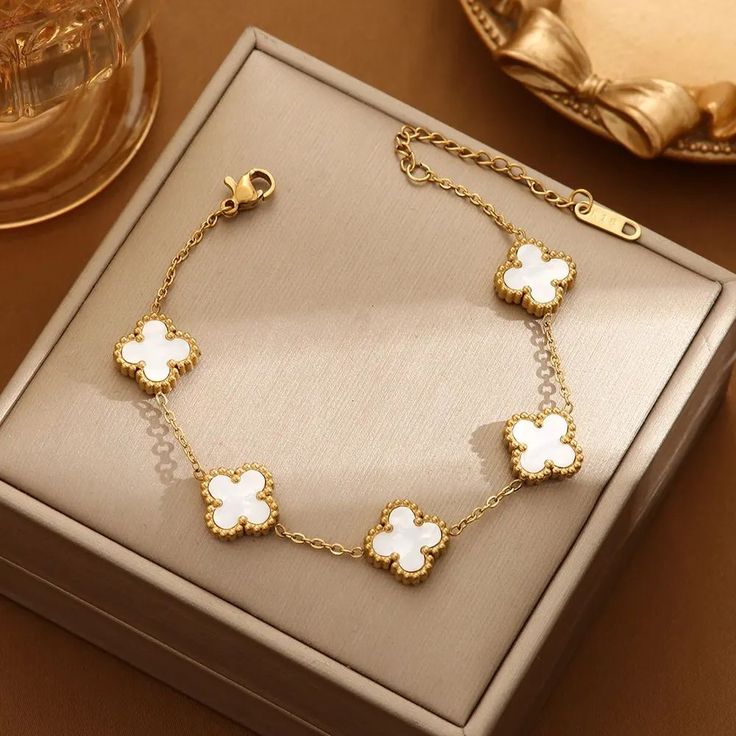 💎PULSERA TRÉBOL VAN CLEEF Y CAJA DE REGALO🌟