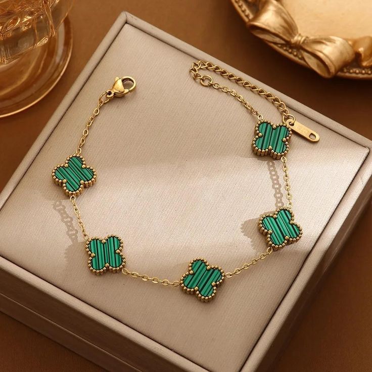 💎PULSERA TRÉBOL VAN CLEEF Y CAJA DE REGALO🌟
