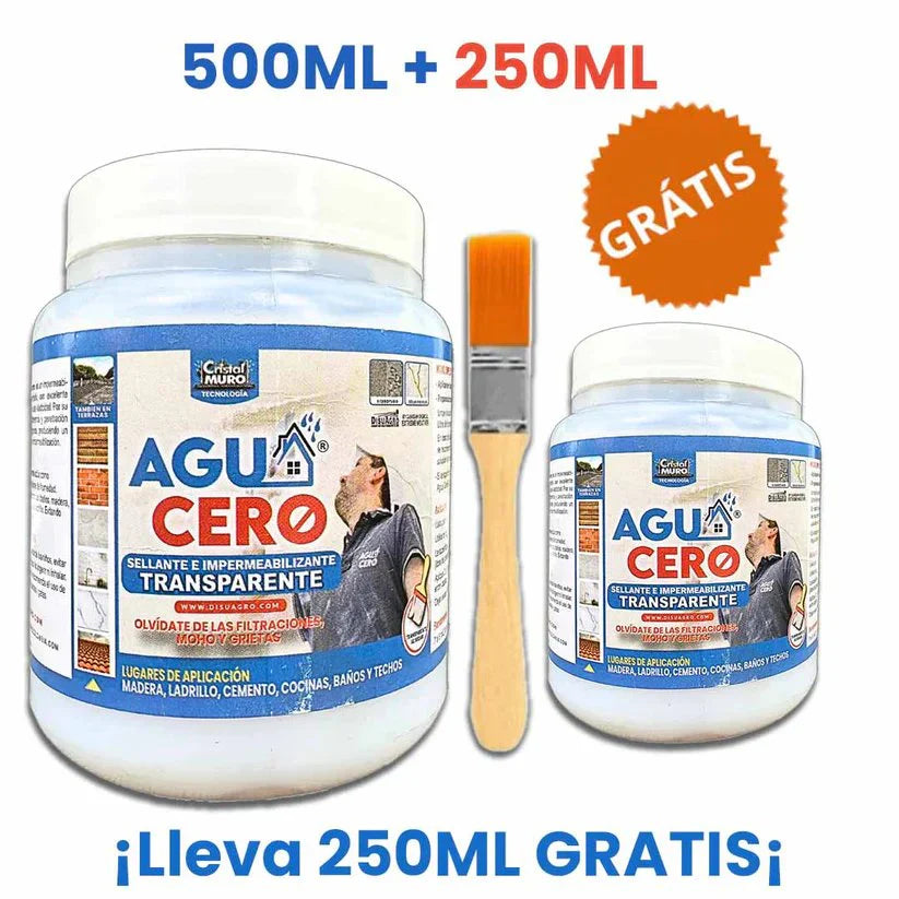 IMPERMEABILIZANTE TRANSPARENTE AGUA CERO 500 ML + 250 ML GRATIS 🖌