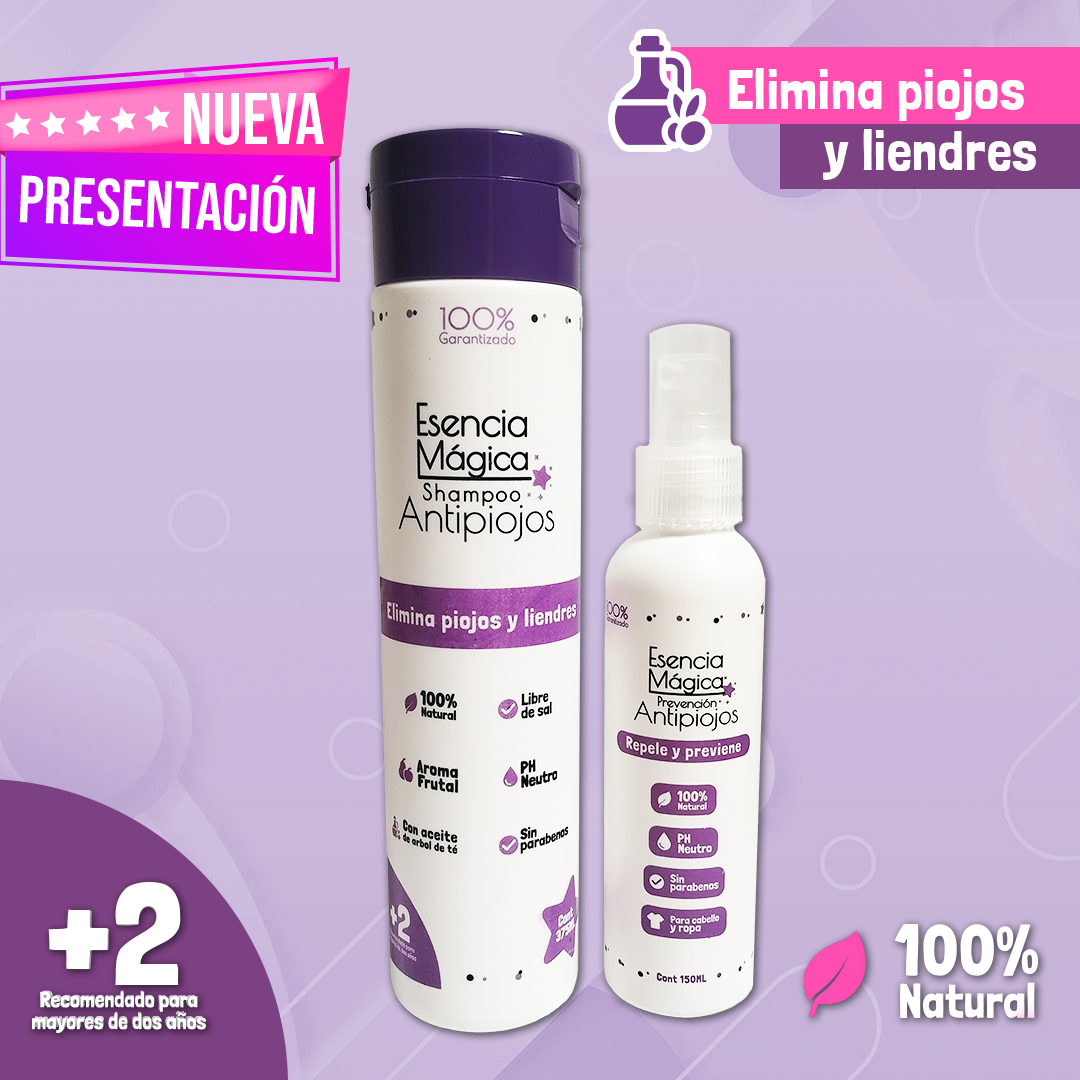 ✨ KIT TRATAMIENTO ANTIPIOJOS ESENCIA MÁGICA CON PEINE 💫