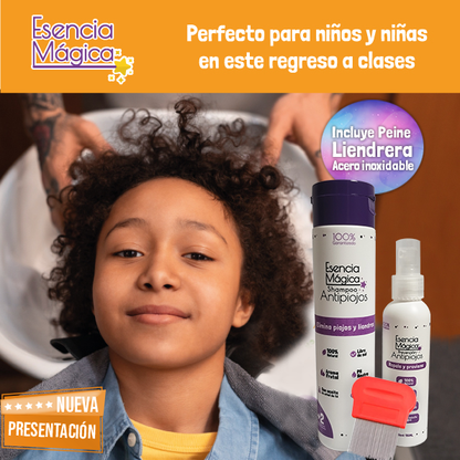 ✨ KIT TRATAMIENTO ANTIPIOJOS ESENCIA MÁGICA CON PEINE 💫