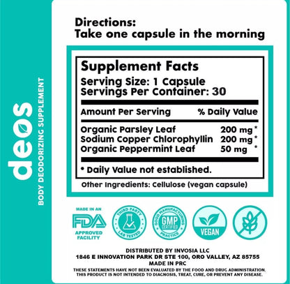 🚀 DEOS DESODORANTE INTERNO 30 CAPS 💊