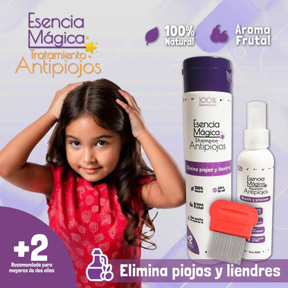 ✨ KIT TRATAMIENTO ANTIPIOJOS ESENCIA MÁGICA CON PEINE 💫
