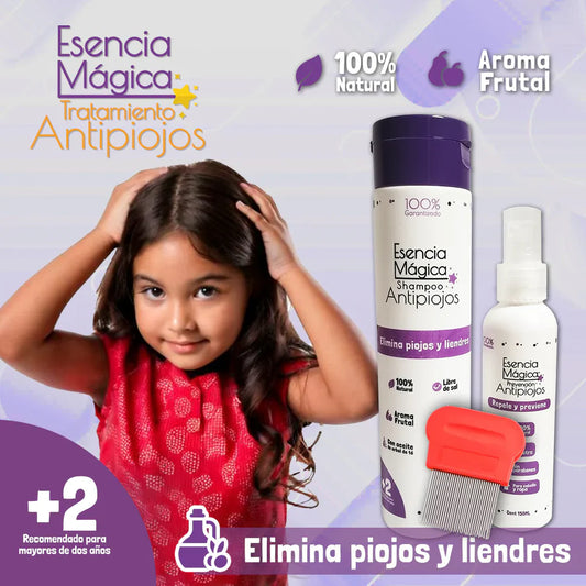 ✨ KIT TRATAMIENTO ANTIPIOJOS ESENCIA MÁGICA CON PEINE 💫