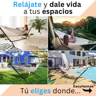 🏕️   HAMACA PORTÁTIL + SOPORTE METÁLICO 🧱 + TULA DE TRANSPORTE 🎒