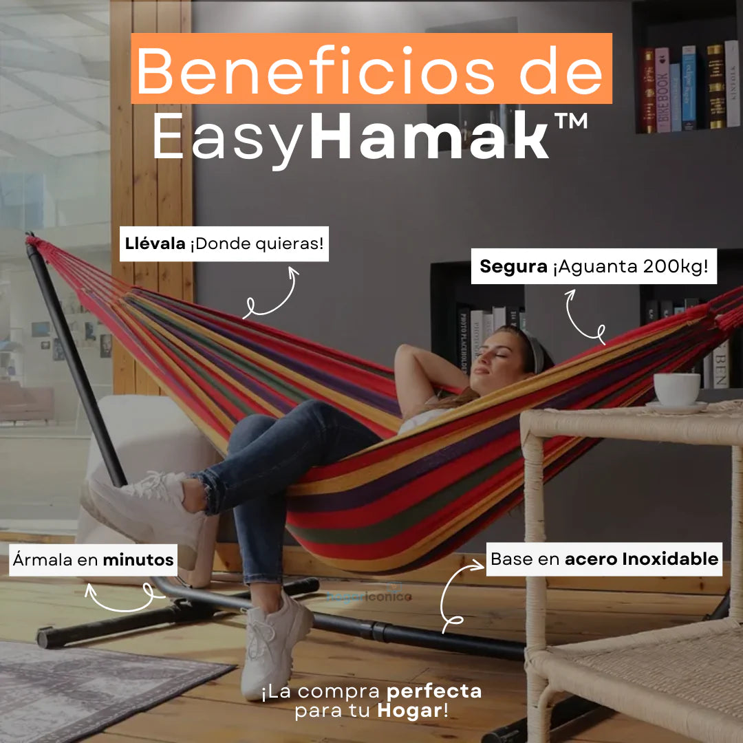 🏕️   HAMACA PORTÁTIL + SOPORTE METÁLICO 🧱 + TULA DE TRANSPORTE 🎒