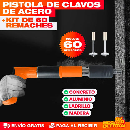 🔩⚡ PISTOLA FULMINANTE DE CLAVOS + 100 CLAVOS ADICIONALES 🔩⚡